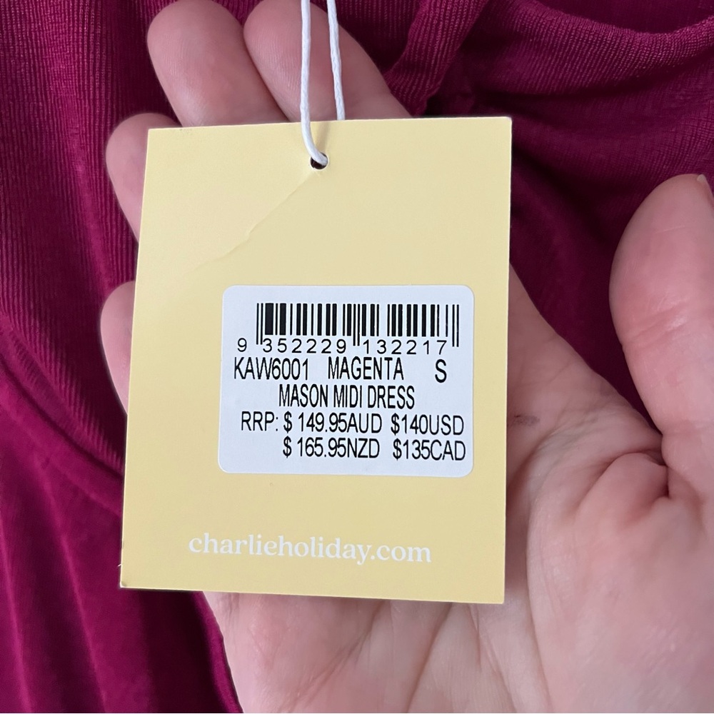 NWT CHARLIE HOLIDAY Mason Midi Dress in Magenta Size 4 - Picture 6 of 8